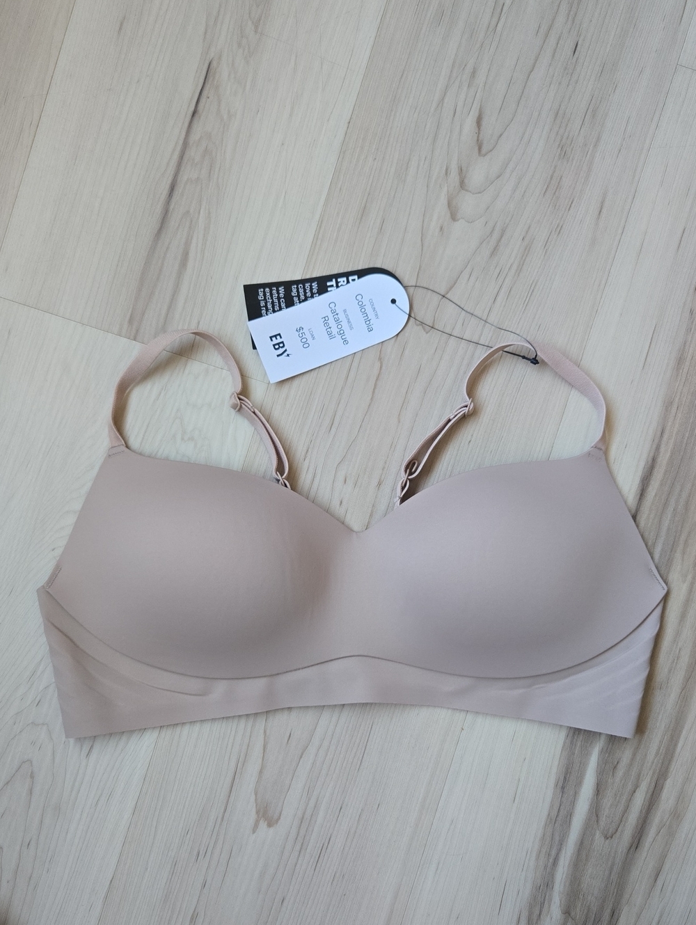 NWT EBY One Piece Contour Bra, Nude, Size Large